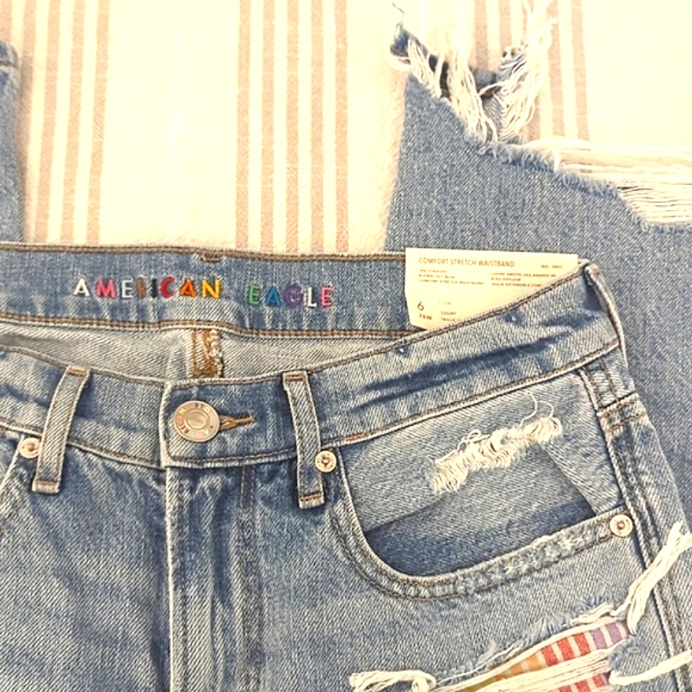 American Eagle 90's Straight Distressed Pride Jean 6 Short